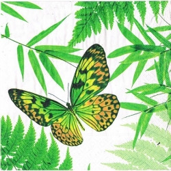 Serwetka do decoupage -3017- motyl, listki, paprotka